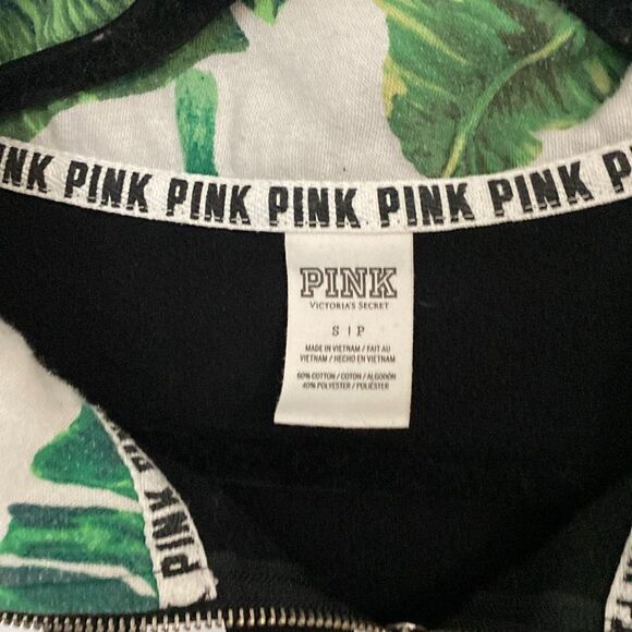 PINK-Black 1/4 zip sweater with tropical collar- Size Small - Picture 3 of 5